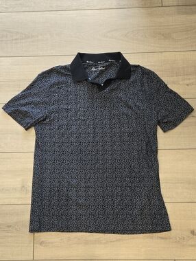 Robert Graham Black Patterned Short-Sleeve Polo